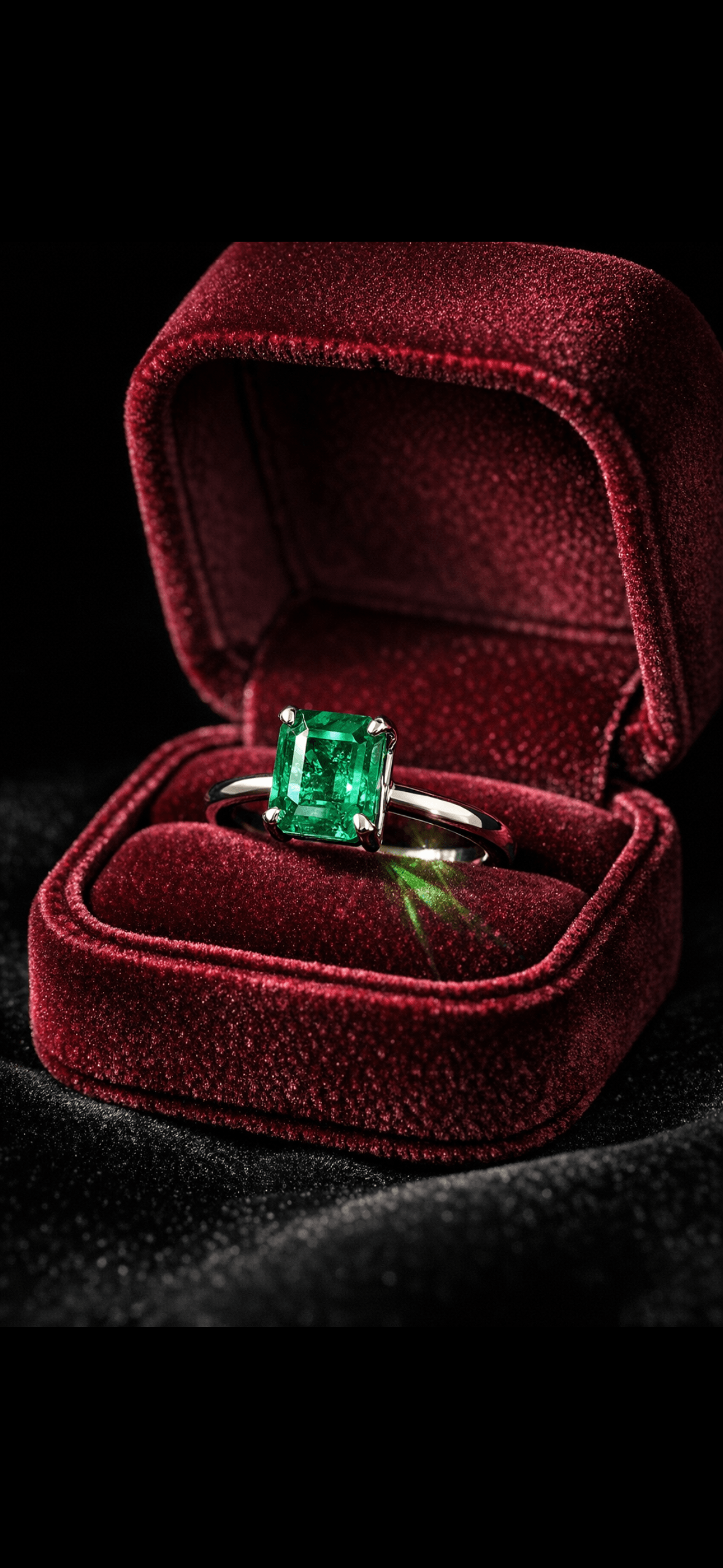 Custom emerald engagement ring designed at Cranstoun Court Jewellers