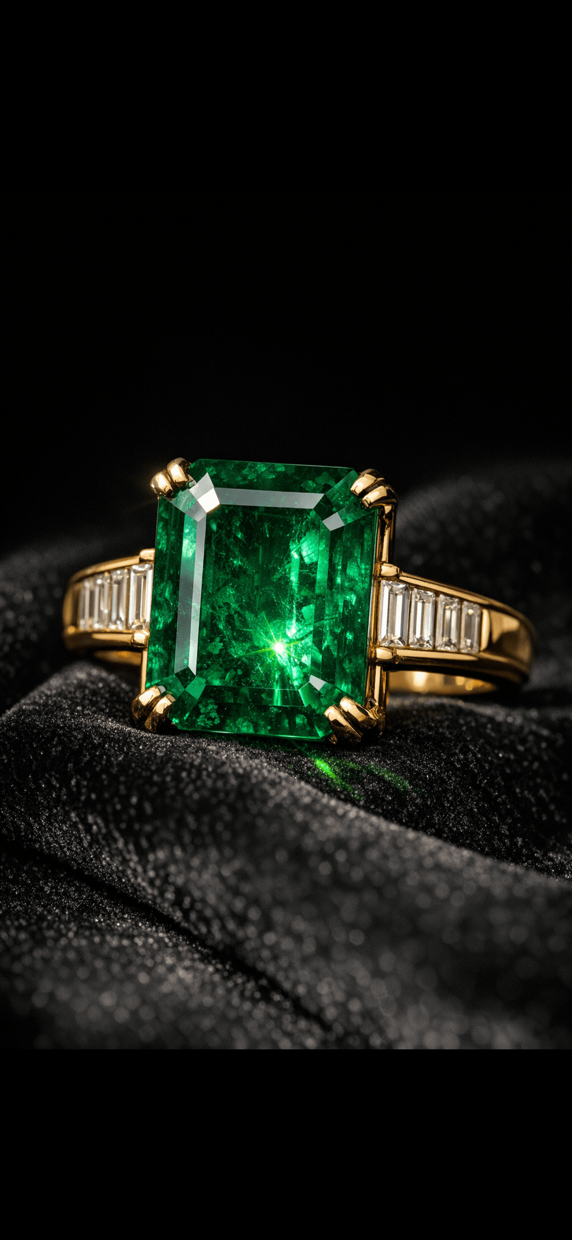Custom emerald with diamond setting by Cranstoun Court